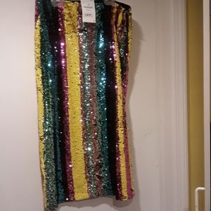 Multi colored sequined midi skirt